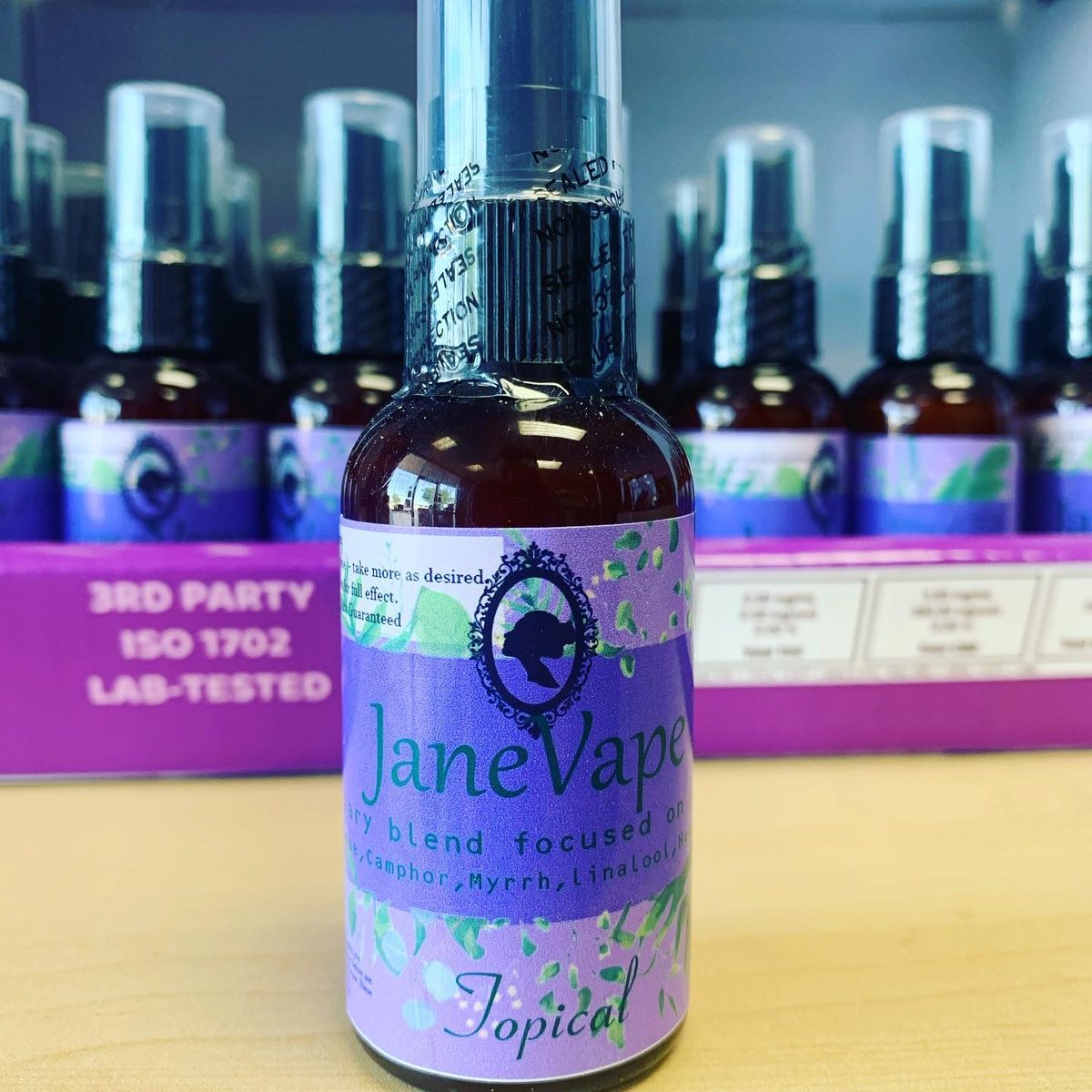 JaneVape topical spray bottle closeup